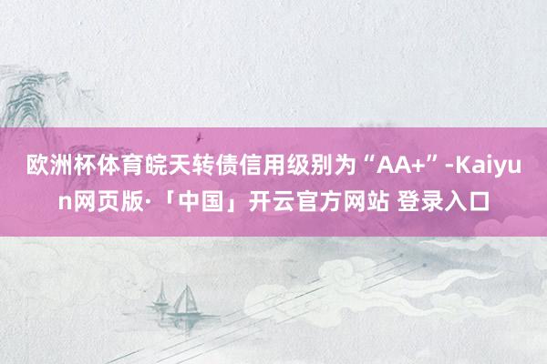 欧洲杯体育皖天转债信用级别为“AA+”-Kaiyun网页版·「中国」开云官方网站 登录入口