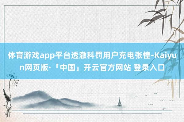 体育游戏app平台透澈科罚用户充电张惶-Kaiyun网页版·「中国」开云官方网站 登录入口